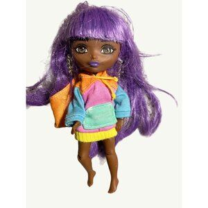 Barbie Extras Mini #7 Doll Purple Hair & Colorful Outfit